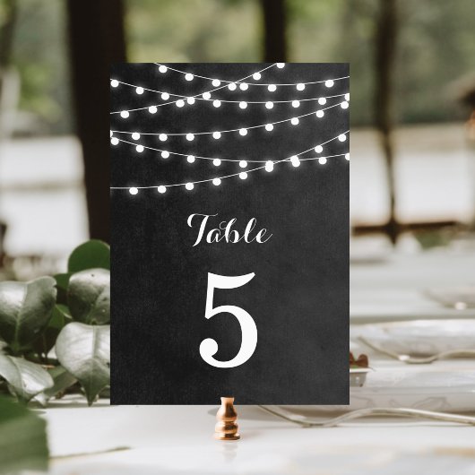 Charcoal String Lights Hochzeitsstimmung Tischnumm Tischnummer