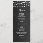 Charcoal String Lights Wedding Menu Card Menükarte (Vorderseite)