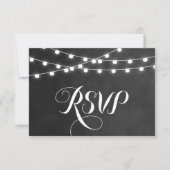 Charcoal String Lights Wedding RSVP Card (Vorderseite)