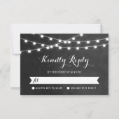Charcoal String Lights Wedding RSVP Card (Vorderseite)