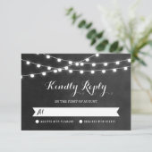 Charcoal String Lights Wedding RSVP Card Karte (Stehend Vorderseite)
