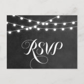 Charcoal String Lights Wedding RSVP Postcard Einladungspostkarte (Vorderseite)