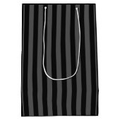 Charcoal Stripes Style Black Ribbon Awareness Mittlere Geschenktüte (Rückseite)