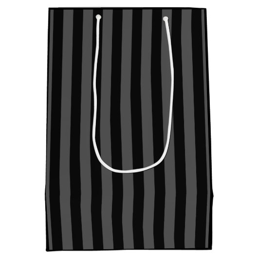 Charcoal Stripes Style Black Ribbon Awareness Mittlere Geschenktüte (Rückseite)