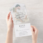 Charcoal Text Big Foto Wedding All In One Einladung (Abreißen)