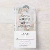 Charcoal Text Big Foto Wedding All In One Einladung (Innen Boden)