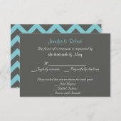 Charcoal und Aqua Zickzack Wedding Response Card RSVP Karte (Vorne/Hinten)