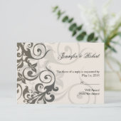 Charcoal und Ivory Filigree Response Card RSVP Karte (Stehend Vorderseite)