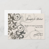Charcoal und Ivory Filigree Response Card RSVP Karte (Vorne/Hinten)
