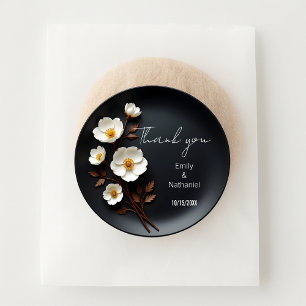 Charcoal und White Anemone Wedding Vielen Dank Runder Aufkleber