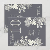 Charcoal Vintag Floral Wedding Tischnummer (Vorne/Hinten)
