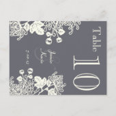 Charcoal Vintag Floral Wedding Tischnummer (Rückseite)