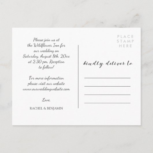 Charcoal & White Foto Collage Einladung (Rückseite)