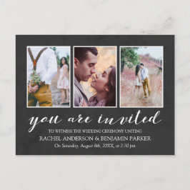 Charcoal & White Foto Collage Einladung