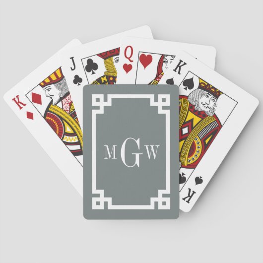 Charcoal White Greece Key #2 Gerahmt 3 Init Monogr Spielkarten (Rückseite)