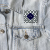 Charcoal White Marokcan #5 Navy 3 Initial Monogram Button (Beispiel)