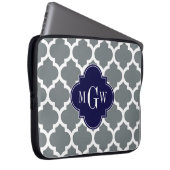 Charcoal White Marokcan #5 Navy 3 Initial Monogram Laptopschutzhülle (Vorne Rechts)