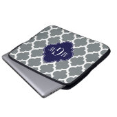 Charcoal White Marokcan #5 Navy 3 Initial Monogram Laptopschutzhülle (Vorne Knopf)