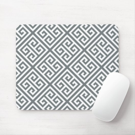 Charcoal White Med Griechischer Schlüssel Diag T M Mousepad (Mit Mouse)