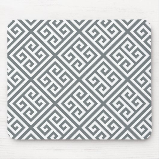 Charcoal White Med Griechischer Schlüssel Diag T M Mousepad (Vorne)