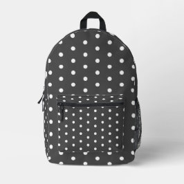 Charcoal & White Polka Dot Backpack – Urban Edge Bedruckter Rucksack