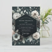 Charcoal Wintry Pine Wedding Einladung (Stehend Vorderseite)
