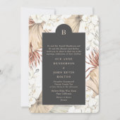 Charcocreme Pampas Wreath Blumenstrauß Hochzeit Einladung (Vorderseite)