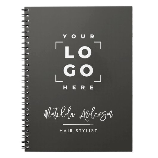 Charcograu elegant modern Ihr Logo schwarz Notizblock (Vorderseite)