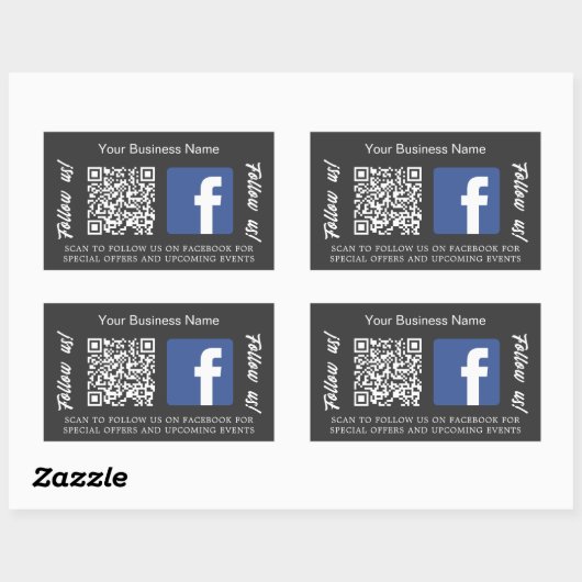 Charcograu Firmenname qr Code Facebook Rechteckiger Aufkleber (Blatt)