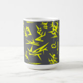 Charcograu-gelbe Abstrakte Kunst Funky Kaffeetasse (Mittel)