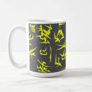 Charcograu-gelbe Abstrakte Kunst Funky Kaffeetasse