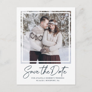 Charcograu Text und Foto Save the Date Ankündigungspostkarte