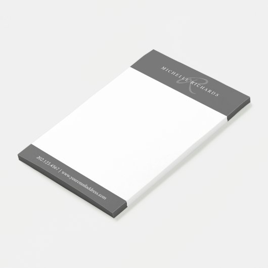 Charcogray-Elegant-Minimalistisch-Monogram-Logo Post-it Klebezettel (angewinkelt)