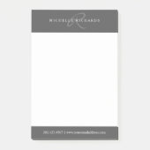 Charcogray-Elegant-Minimalistisch-Monogram-Logo Post-it Klebezettel (Vorderseite)