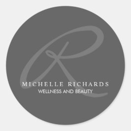 Charcogray-Elegant-Minimalistisch-Monogram-Logo Runder Aufkleber