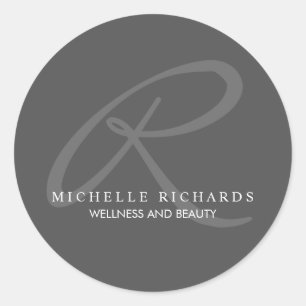 Charcogray-Elegant-Minimalistisch-Monogram-Logo Runder Aufkleber