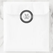 Charcogray-Monogramm-Namen Hochzeit Runder Aufkleber (Tasche)