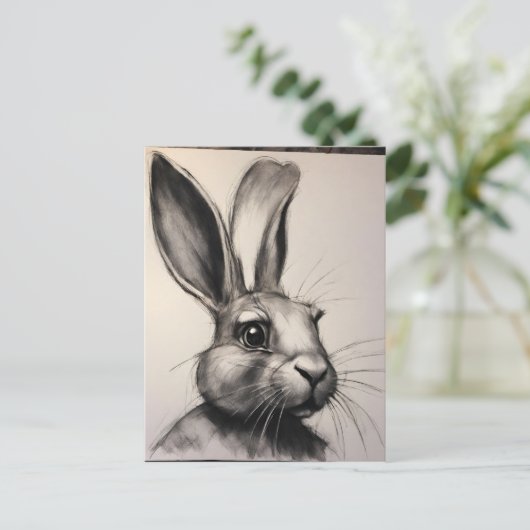 Charcohrabbit Sketch Postkarte (Stehend Vorderseite)