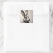 Charcohrabbit Sketch Quadratischer Aufkleber (Tasche)