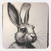 Charcohrabbit Sketch Quadratischer Aufkleber (Vorderseite)