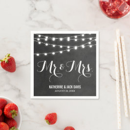 Charcostring Lights Wedding Monogram Serviette