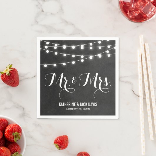 Charcostring Lights Wedding Monogram Serviette (Beispiel)