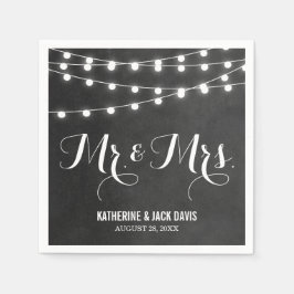 Charcostring Lights Wedding Monogram Serviette