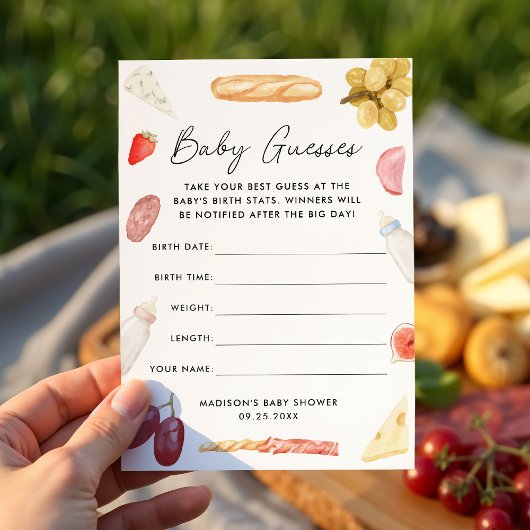Charcuterie Baby Shooting Game Card Einladung