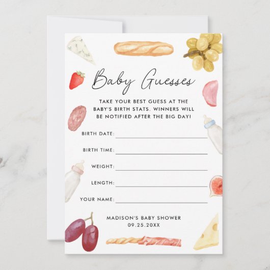 Charcuterie Baby Shooting Game Card Einladung (Vorderseite)