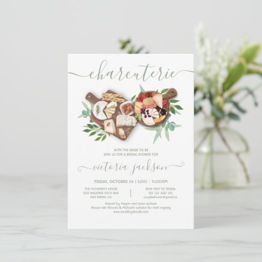 Charcuterie-Board-Brautparty Einladung (Stehend Vorderseite)