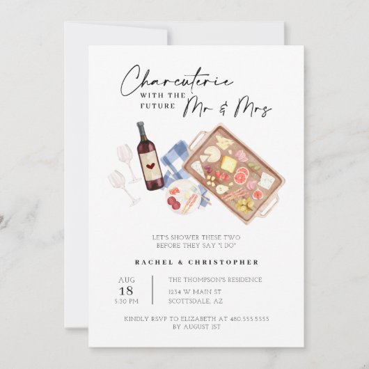 Charcuterie Board Couples Dusche QR Code Foto Einladung (Vorderseite)