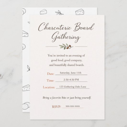 Charcuterie Board Gathering Party Invitation Einladung (Vorne/Hinten)