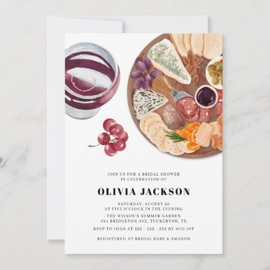 Charcuterie Board Lässig Modernes Brautparty Einladung (Vorderseite)