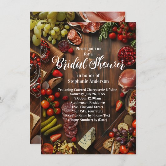 Charcuterie Board Thema Bridal Dusche Einladung (Vorne/Hinten)